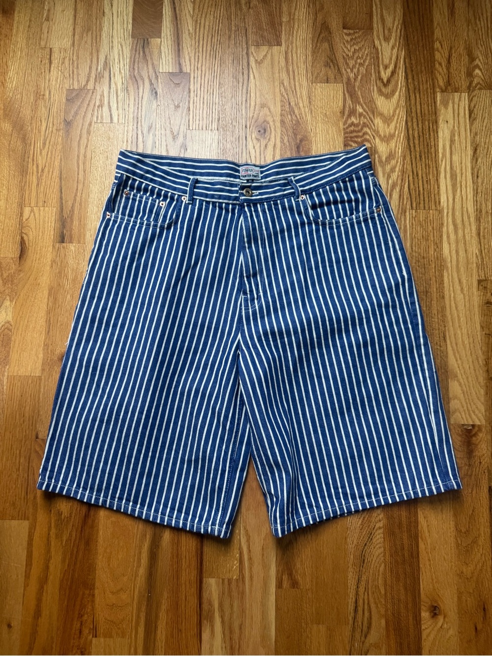 Stan Ray Blue Indigo stripe pinstripe wide leg denim size 36